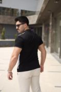 Erkek Polo Yaka Fermuar Detaylı Çizgili Tişört resmi
